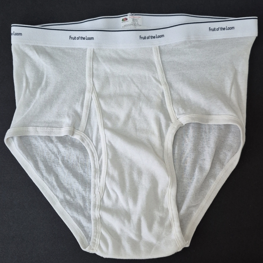 Vintage Fruit of the Loom Men's White Cotton Briefs Underwear Tighty 13765 XL
